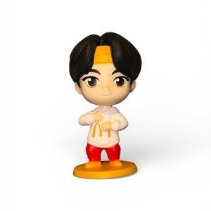 BTS Tiny TanMcDonald's Toy JIN Figure with Red Pants and Yellow Base